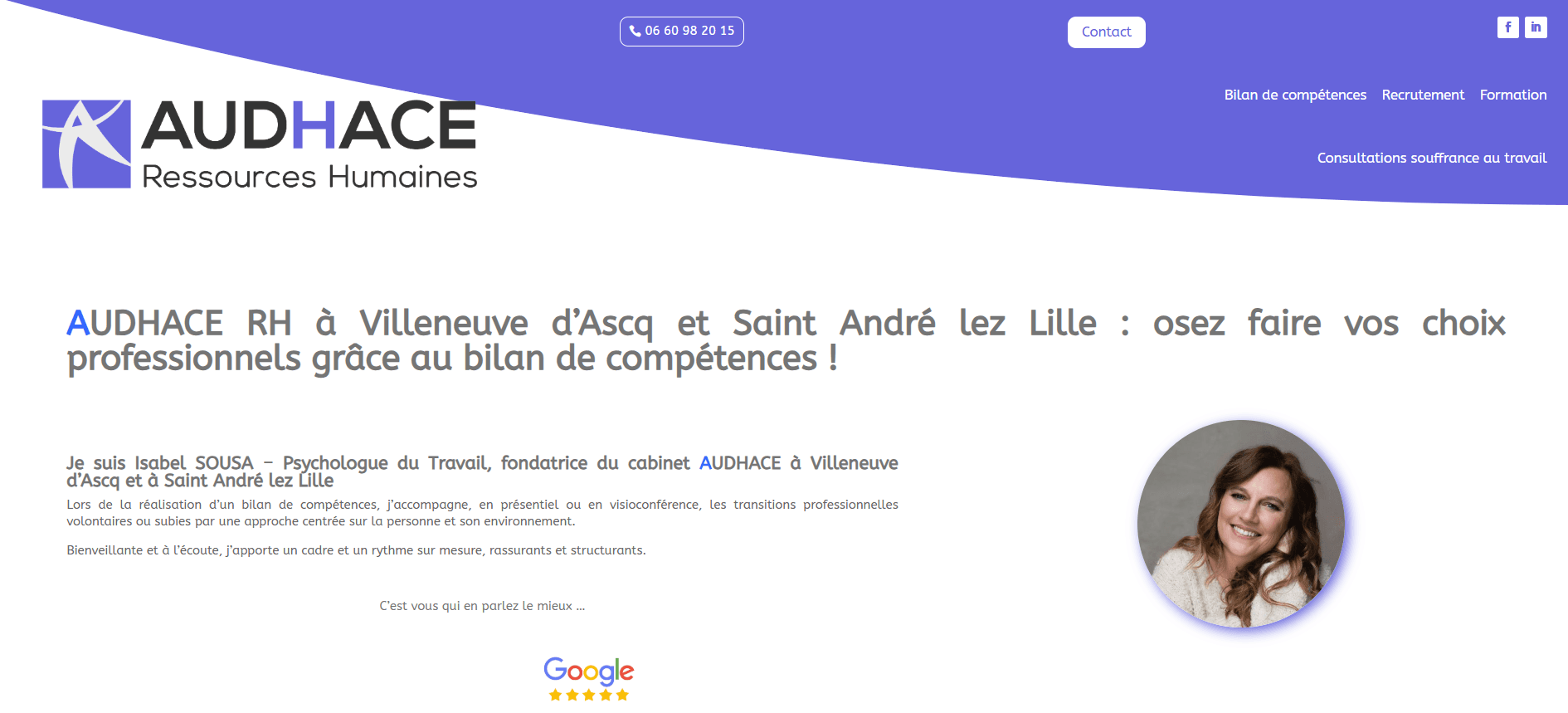 Capture écran site audhace.fr